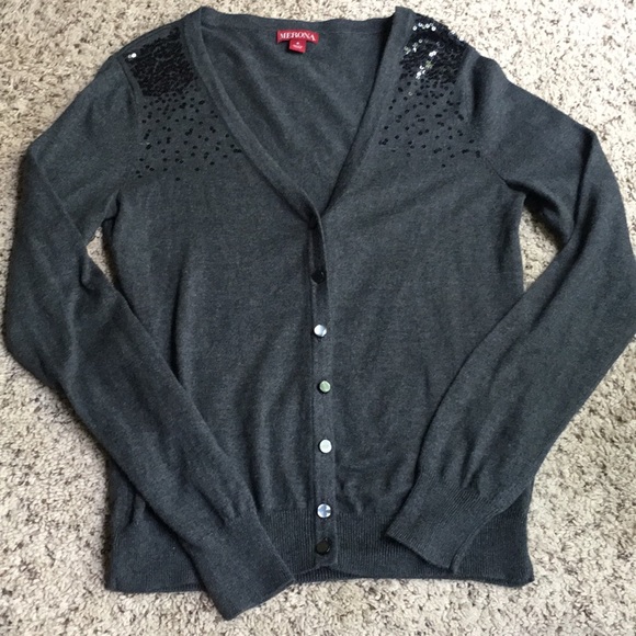 Merona Sweaters - Gray Embellished Cardigan